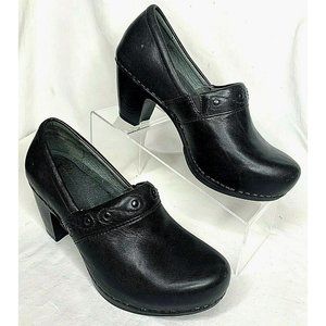 Dansko Womens Black Leather Studded Slip-On Heel Clog Shoes EUR Sz 38